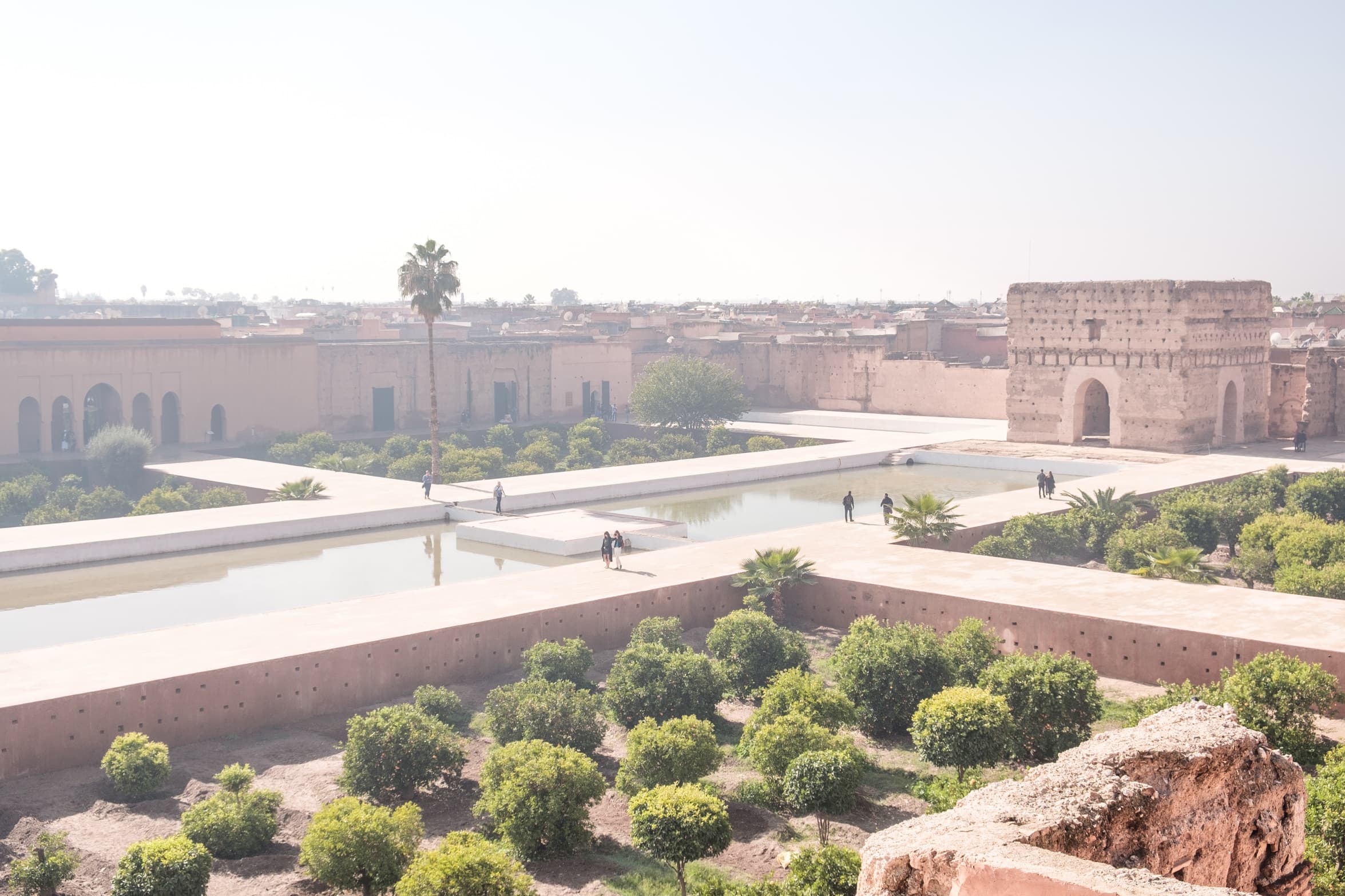 El Badi palace gardens from the walls