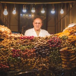 A sweet seller in a bazaar in Marrakesh