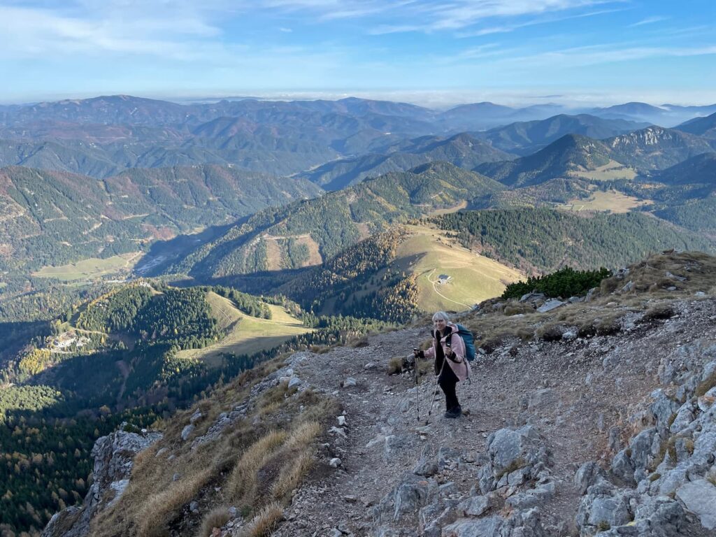 Caroline on the Fadesteig trail with far reaching views