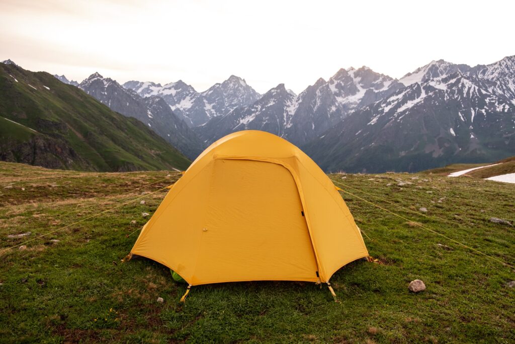 Early morning camping at Koruldi lakes, Georgia