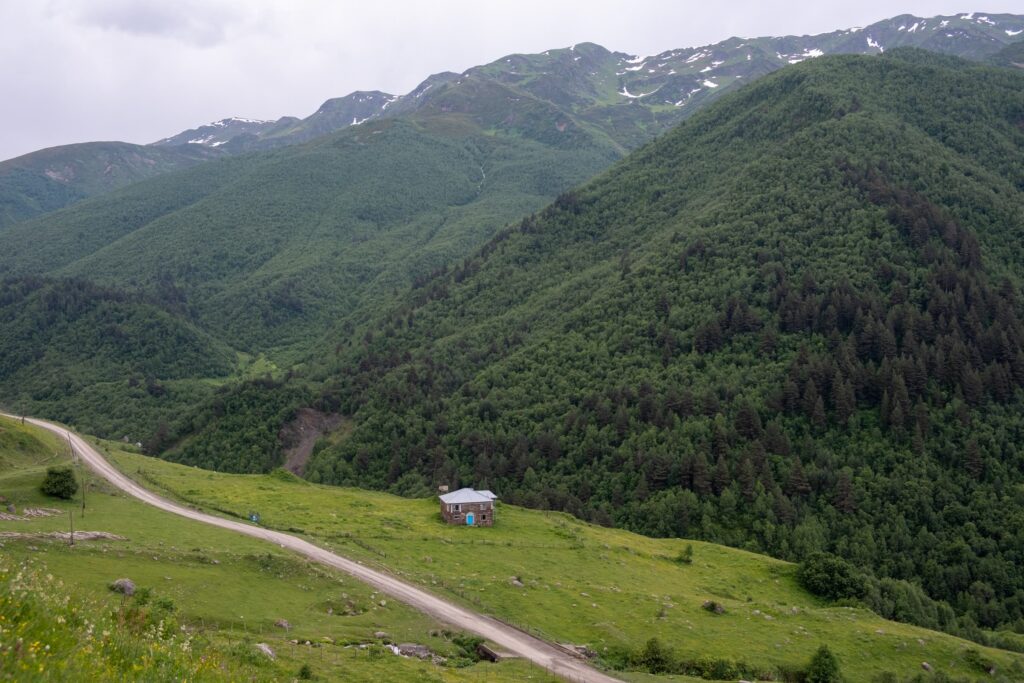 Lone stone building on the trail to Ushguli, Svaneti