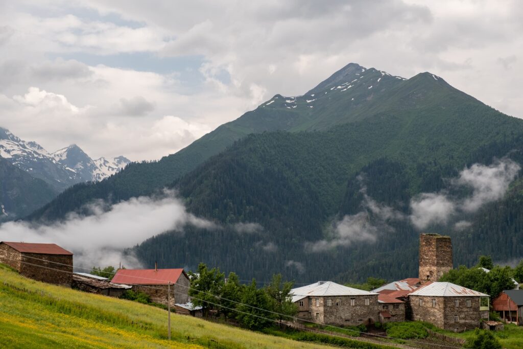 The tiny village of Tsvirmi after a heavy storm the previous evening, Svaneti