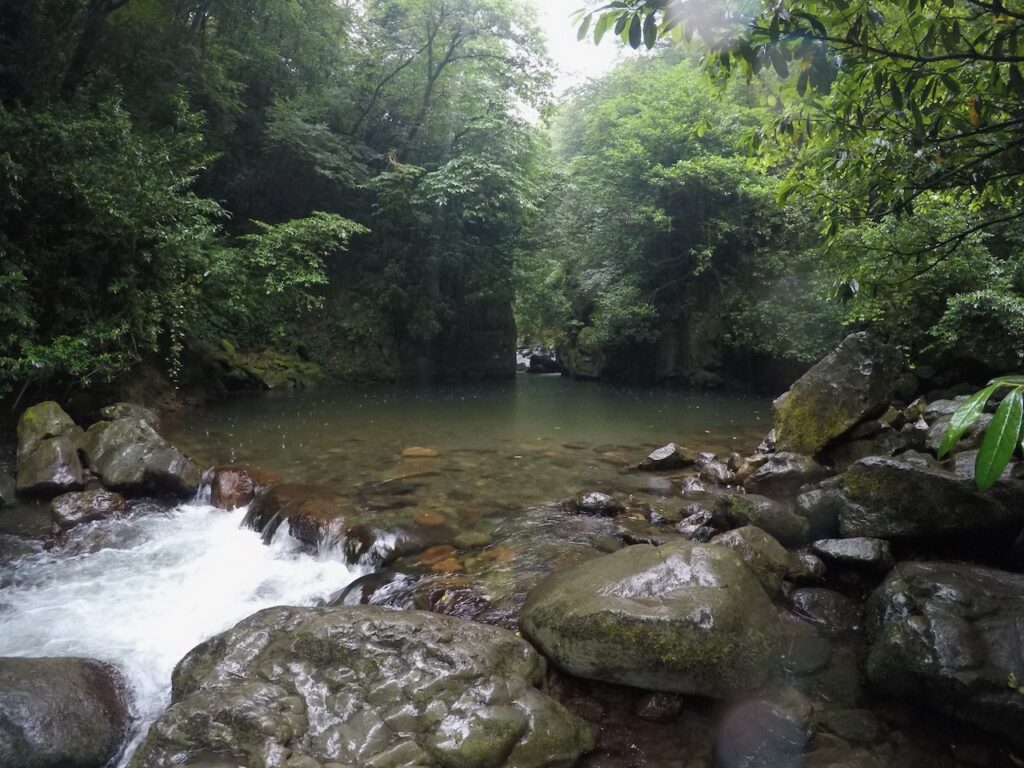 Small green lake and canyon in Mtirala National Park